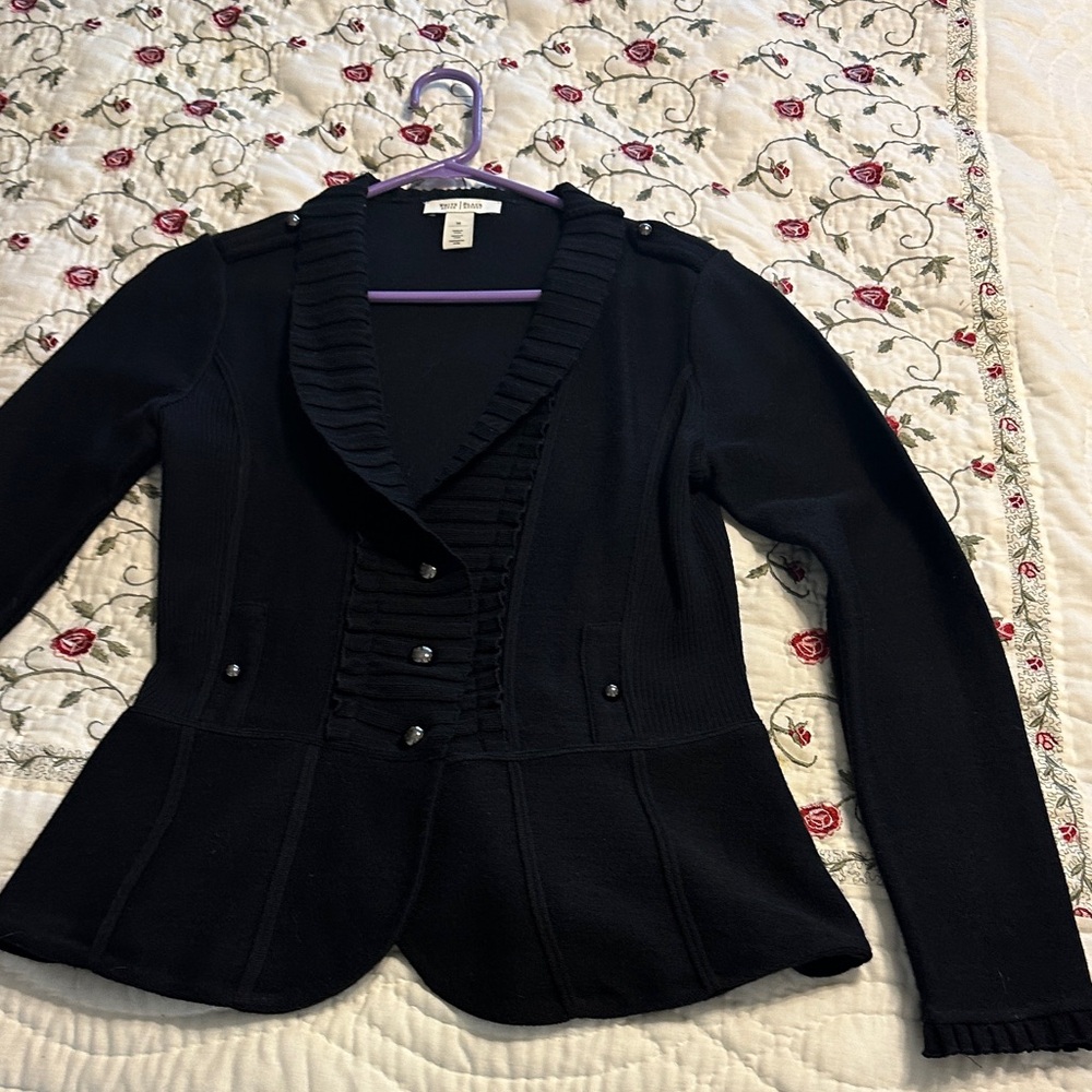 White House Black Market Black Ruffled Blazer